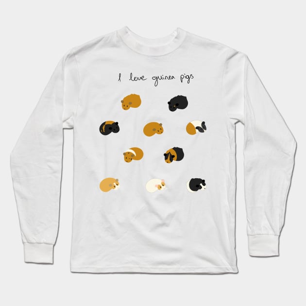 I Love Guinea Pigs Sticker Sheet Long Sleeve T-Shirt by Ratfrens